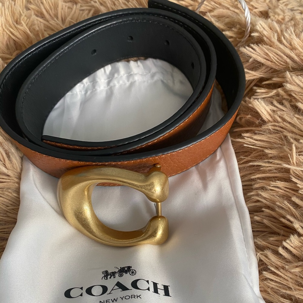 Coach reversible belt and removable buckle